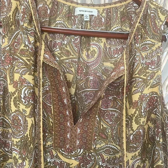 Max Studio Gold and Brown Halter Maxi Sundress - Picture 3 of 4